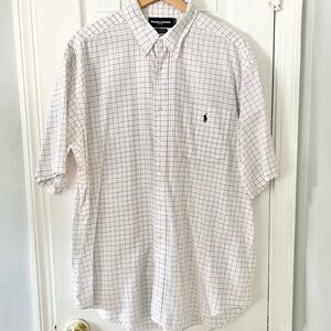 Ralph Lauren Golf Tilden Plaid Short Sleeve‎ Button Up Shirt Men’s XL Pony White